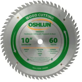 Sbw-100060 Oshlun 892592001523 10-inch 60 Tooth Atb Finishing Saw Blade With 5/8-inch Arbor