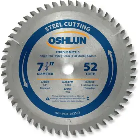 Sbf-072552 Oshlun 892592001639 7-1/4-inch 52 Tooth Tcg Saw Blade With 5/8-inch Diamond Knockout