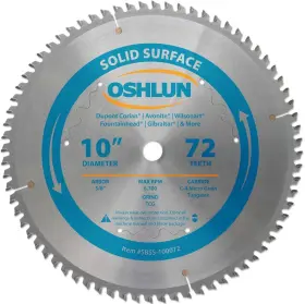 Sbss-100072 Oshlun 892592001752 10-inch 72 Tooth Tcg Saw Blade With 5/8-inch Arbor For Solid Surface