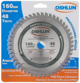 Sbft-160048 Oshlun 892592001844 160mm 48 Tooth Fespro Crosscut Atb Saw Blade With 20mm Arbor For