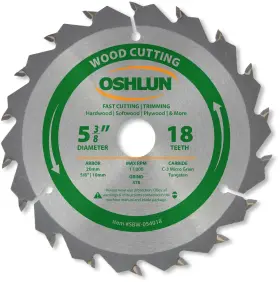 Sbw-054018 Oshlun 892592001882 5-3/8-inch 18 Tooth Atb Fast Cutting And Trimming Saw Blade With 2