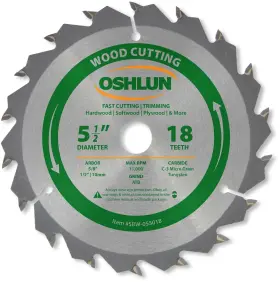 Sbw055018 Oshlun 892592001899 51/2inch 18 Tooth Atb Fast Cutting And Trimming Saw Blade With 5/8inch