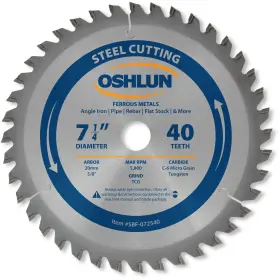 Sbf-072540 Oshlun 892592001912 7-1/4-inch 40 Tooth Tcg Saw Blade With 20mm Arbor 5/8-inch Bush Inch