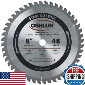 Oshlun B0012yf1w0 Sbf-080048 8-inch 48 Tooth Tcg Saw Blade 5/8-inch Arbor Diamond Knockout