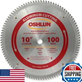 Oshlun B0012ymvbe Sbnf-100100 10-inch 100 Tooth Tcg Saw Blade 5/8-inch Arbor For Aluminum