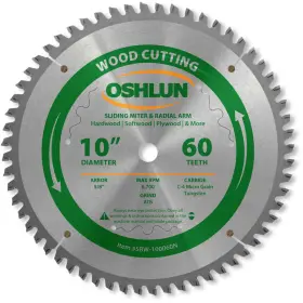 Sbw-100060n Oshlun B003xredzk 10-inch 60 Tooth Negative Hook Finishing Atb Saw Blade