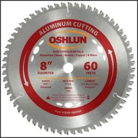 Osh-sbnf-080060 Oshlun 8 Inch 60t Carbide Tip Aluminum Cutting Non Ferrous Metal Saw Blade
