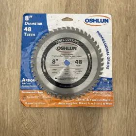Sbf-080048 Oshlun 8 Inch 48 Tooth Carbide Metal Cuttin Saw Blade Steel 5/8 Arbor