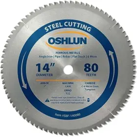 Oshlun Sbf140080 Sbf-140080 14-inch 80 Tooth Tcg Saw Blade With 1-inch Arbor For Mild Steel An