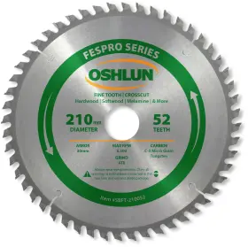 Sbft-210052 Oshlun 210mm 52 Tooth Fespro Crosscut Atb Saw Blade With 30mm Arbor For