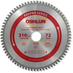 Sbft-210072a Oshlun 210mm 72 Tooth Fespro Non Ferrous Tcg Saw Blade With 30mm Arbor