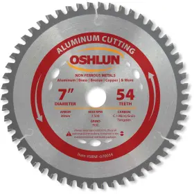 Sbnf-070054 Oshlun 7-inch 54 Tooth Tcg Saw Blade With 20mm Arbor For Aluminum And No