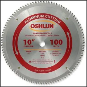 Sbnf-100100 Oshlun 10 Inch 100t Carbide Tip Aluminum Cutting Saw Blade With 5/8 Arbor