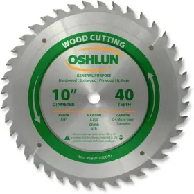 Sbw-100040 Oshlun 10-inch 40 Tooth Atb General Purpose Saw Blade With 5/8-inc