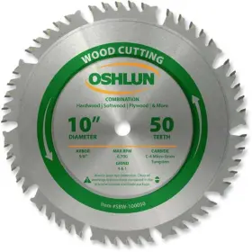 Sbw-100050 Oshlun 10-inch 50 Tooth 4 And 1 Combination Saw Blade With 5/8-inc