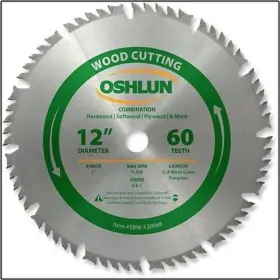 Sbw-120060 Oshlun 12 Inch 60t Combo Carbide Tip Wood Cutting Saw Blade