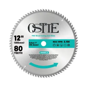 1jp-12-80 Ostte 12-inch Miter Saw Blades 80-tooth 1 Inch Arbor Woodworking For T