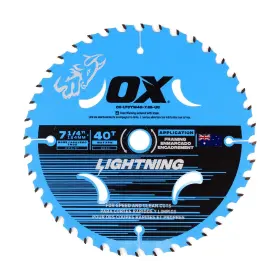 Ox 341231057632 Tools Lightning 7-1/4 Inch 40 Tooth Circular Saw Blade For Framing - 5/8 Bore Ca