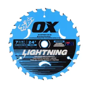 Ox-ltctw24-7.25-us Ox Tools Lightning 7-1/4 Inch Circular Saw Blade For Framing - 184mm 24 Tooth And 5/8
