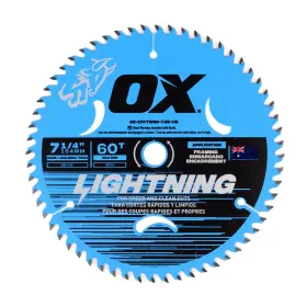 Ox-ltctw60-7.25-us Ox Tools Lightning 7-1/4 Inch Circular Saw Blade For Framing - 184mm 60 Tooth And 5/8