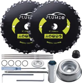 Plumia 786552479760 9 Inch X 20t 2-set Carbon Steel Round Chainsaw Tooth Brush Blades - Blade Adapter