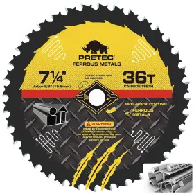 Pretec 445021572533 7-1/4 Inch Circular Saw Blade 36 Tooth Stainless Mild Steel And Ferrous Metal S