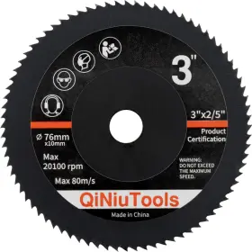 Qiniutools 445046772734 3 Inch 76mm Hss Circular Saw Blades With 2/5-inch Arbor 80t High Speed Steel Fo