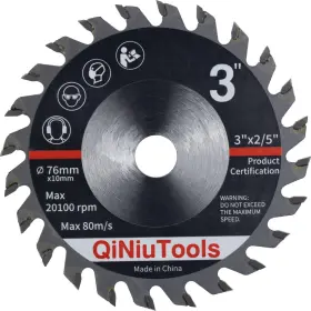 Qiniutools 706316331677 3 Inch 76mm 24tooth Tct Circular Saw Blade For Wood Plastic Composite Material C