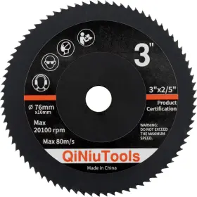Qiniutools 706316803792 3 Inch 76mm Hss Circular Saw Blades With 2/5-inch Arbor 80t High Speed Steel