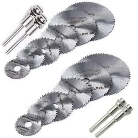 Qisf 712182900183 16pcs Hss Saw Blades Rotary Tool Circular Blade Set Mandrel - 1/8 Inch 3.175