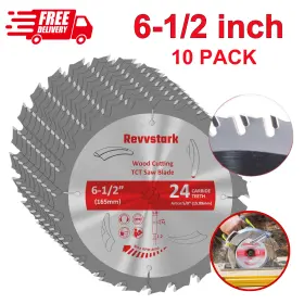 110869 Revvstark 10 Pack Tct Circular Saw Blades 6-1/2 Inch 24 Teeth 5/8 Arbor For Wood Composite