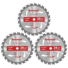 9933 Revvstark 3 Pack Circular Saw Blade 7-1/4 Inch 24t With 5/8 In 3pcs Silver