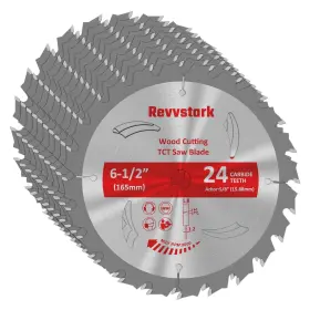 Re-006-10 Revvstark 10 Pack Circular Saw Blade 6-1/2 Inch 24t With 5/8 Arbor Carbide Tipped Teeth