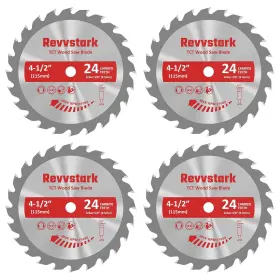 Rs-cb-4.5-24t-3 Revvstark Rs-cb-4.5-24t-3/8-dt 4 Pack 1/2 Circular Saw Blade 24t Carbide Tipped Teeth Compact Tct Bla