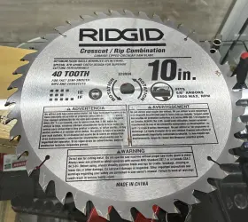 828994 Ridgid Rigid Crosscut/rip Combination 40 Tooth 10 Inch Sawblade
