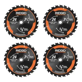 Ac714n-4 Ridgid Circular Saw Blade 7-1/4 Inch 5/8 -arbor 24-tooth Carbide Thin Kerf 4-piece