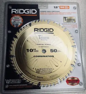 Hdcj10p Ridgid 10-inch 50-teeth Carbide Table Saw Blade Titanium Coating