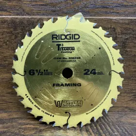R0624b Ridgid T3 Titanium Coating 6 1/2 Inch 24 Teeth Framing Circular Saw Blade 5/8 Arbor