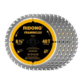 0620a Ridong 6-1/2 Inch 40 Tooth Circular Saw Blade With 5/8 Arbor Atb Finishing For
