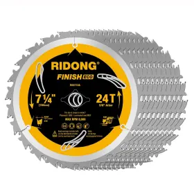 Ridong 751501809912 7-1/4 Inch 24 Tooth Circular Saw Blade With 5/8 Arbor Atb Finishi