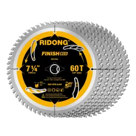 Ridong 752692451867 7-1/4 Inch 60 Tooth Circular Saw Blade With 5/8 Arbor Atb Finishing For