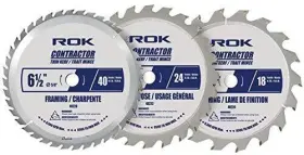 Rok Power Tools 840690013962 6-1/2 Inch Circular Saw Blade Set Pack Of 3