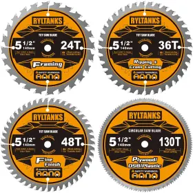 Rex-5-4 Ryltanks 5-1/2 Inch Circular Saw Blades With 10mm Arbor 24t For Framing&36t Rippi