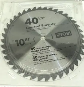 Ryobi 089240022904 10 Inch General Purpose 40 Carbide Teeth Miter Saw Blade 5/8 Arbor