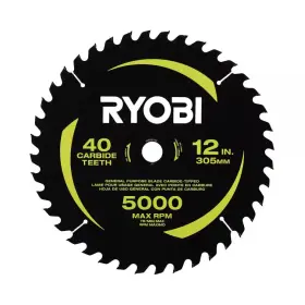 Ryobi 726084388307 12 Inch 40 Carbide Teeth Thin Kerf Miter Saw Blade