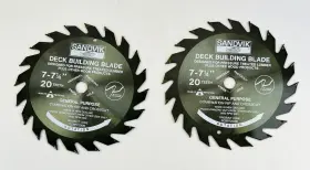 Scbp720db Sandvik Two 2 - Circular Saw Blade 7-1/4 Inch Deck Building 20 Teeth General Purpose