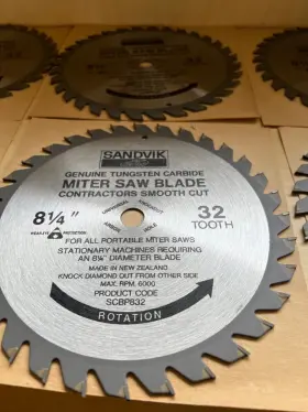 Scbp832 Sandvik Carbide Tip 8-1/4 Inch Miter Saw Blade 10pc Lot