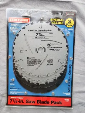 29244 Sears Craftsman Usa Nos Circular Saw Blade 3 Piece Set 7-1/4 Inch