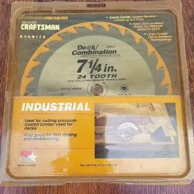 929210 Sears Craftman Industrial 7 1/4 In 24 Tooth Dyanite Carbide Circular Saw Blade