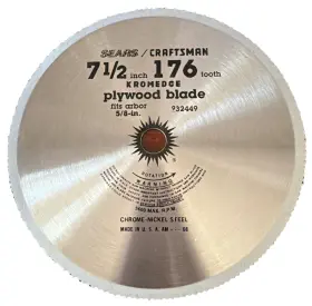 932449 Sears Craftsman Kromedge Plywood Blade 7.5 Inch 176 Tooth Arbor 5/8 New Skill Saw